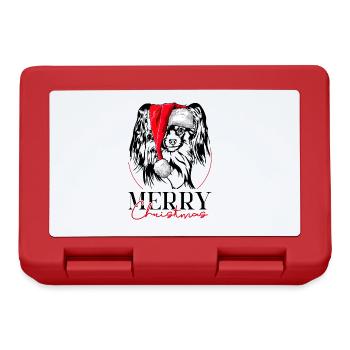 Santa Papillon Merry Christmas Hunde Hund Wilsigns - Brotdose - Rot - Vorne