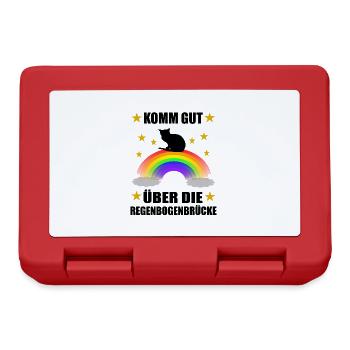 Süße Katze Regenbogenbrücke Gedanke - Brotdose - Rot - Vorne