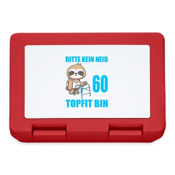 60. Geburtstag 60 Jahre Faultier Faultiere - Brotdose - Rot - Vorne