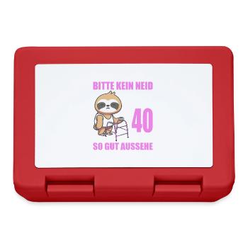 40. Geburtstag 40 Jahre Faultier Faultiere - Brotdose - Rot - Vorne