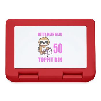 50. Geburtstag 50 Jahre Faultier Faultiere - Brotdose - Rot - Vorne