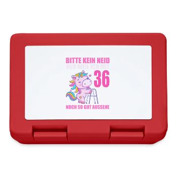 Bitte kein Neid 36 Jahre Einhorn 36. Geburtstag - Brotdose - Rot - Vorne