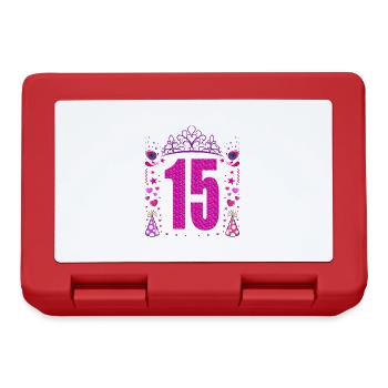 15 Geburtstag Mädchen Geschenk 15 Jahre Geburtstag - Brotdose - Rot - Vorne
