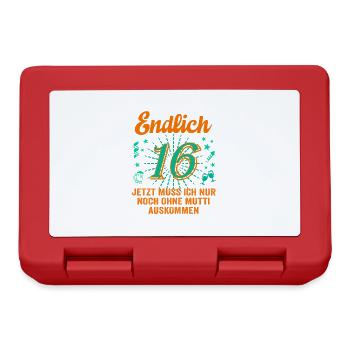 16 Geburtstag Junge Geschenk lustig 16. Ehrentag - Brotdose - Rot - Vorne