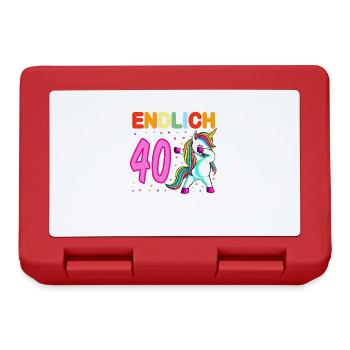 40. Geburtstag Einhorn 40 Jahre 40. Jubiläum Fun - Brotdose - Rot - Vorne