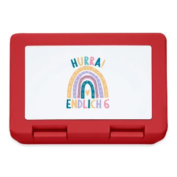 6 Jahre Geburtstagskind Regenbogen 6. Geburtstag - Brotdose - Rot - Vorne
