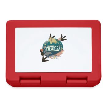 LEON - Beautiful boy name with cute dinosaurs - Lunchbox - red - Front