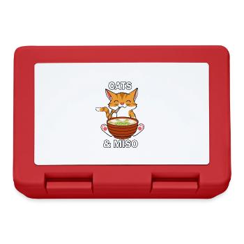 Miso Soup Cats Cute Kitty Ramen Noodles - Lunchbox - red - Front