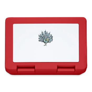 Peacock I Peacock Eye Motif with Peacock Feather - Lunchbox - red - Front