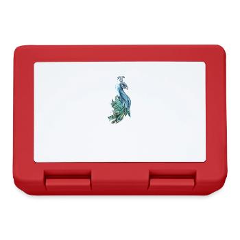 Peacock I Peacock Eye Motif with Peacock Feather - Lunchbox - red - Front