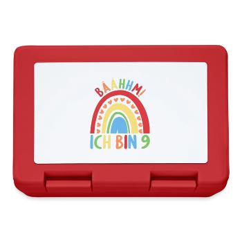9 Jahre alt Rainbow Regenbogen 9. Geburtstag - Brotdose - Rot - Vorne