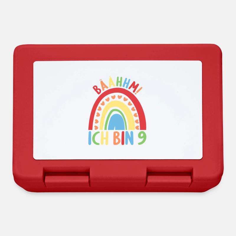 9 Jahre alt Rainbow Regenbogen 9. Geburtstag - Brotdose - Rot