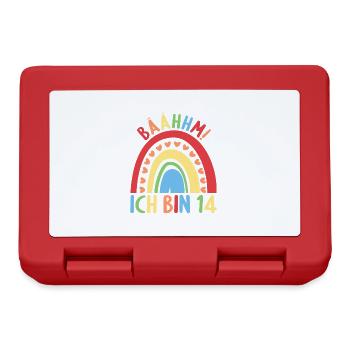 14 Jahre alt Rainbow Regenbogen 14. Geburtstag - Brotdose - Rot - Vorne