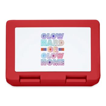 Glow Hard Oder Glow Home 70s 80er 90er Retro Party - Brotdose - Rot - Vorne