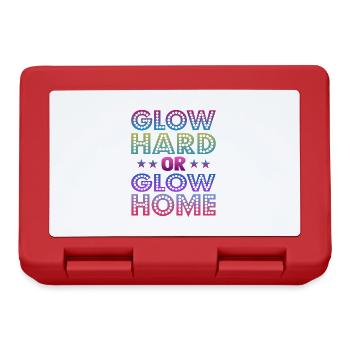 Glow Hard Oder Glow Home 70s 80er 90er Retro Party - Brotdose - Rot - Vorne
