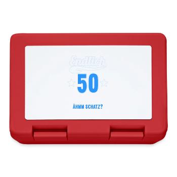Endlich 50 weiß kann alles Äh Schatz 50 Geburtstag - Brotdose - Rot - Vorne