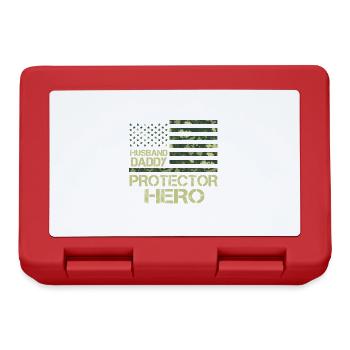 Husband Daddy Protector Hero Vathers Day Papa USA - Lunchbox - red - Front