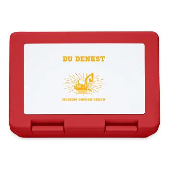 Du Denkst Ich Bin Verrückt Lustiger Baggerfahrer - Brotdose - Rot - Vorne