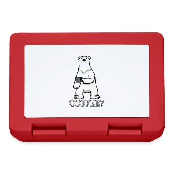 Polar Bears and Coffee Lazy Office Monday Tired - Lunchbox - red - Front