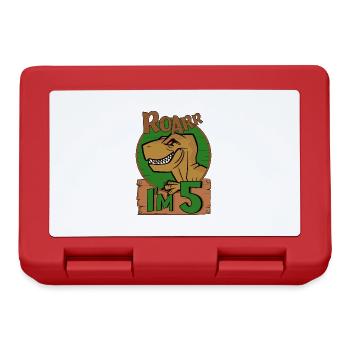 5yr T Rex Dinosaur Birthday Boy Im 5 Years Old - Lunchbox - red - Front