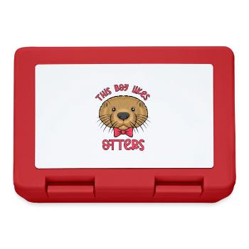 Boy Likes Otters Ironic Saying Sea Animal Forest - Lunchbox - red - Front