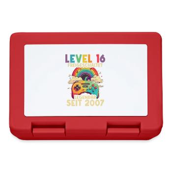 2007 Level 16 Jahre Gaming 16er 16 Geburtstag - Brotdose - Rot - Vorne