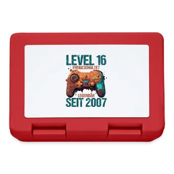 2007 Level 16 Jahre Gaming 16er 16 Geburtstag - Brotdose - Rot - Vorne