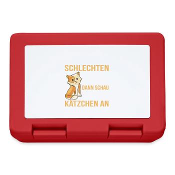 Hast Du Einen Schlechte Tag? Süßes Katzen Motiv - Brotdose - Rot - Vorne