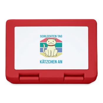 Hast Du Einen Schlechte Tag? Süßes Katzen Motiv - Brotdose - Rot - Vorne