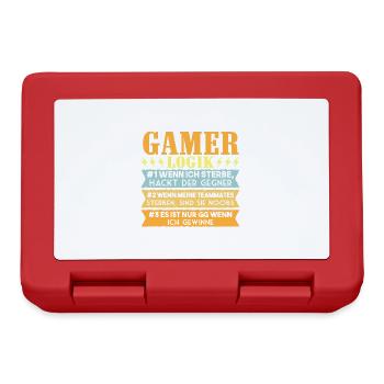 Gamer Logik Gaming Video Games Multiplayer Zocker - Brotdose - Rot - Vorne