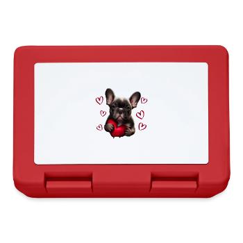 Je vole des cœurs chien Frenchie français bulldog - Boîte à goûter - rouge - Devant