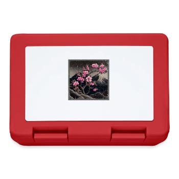 Vintage Japanese Sakura Cherry Blossom Temple - Lunchbox - red - Front