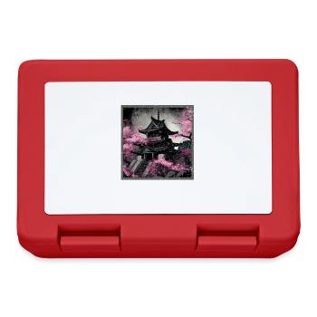 Vintage Japanese Sakura Cherry Blossom Temple - Lunchbox - red - Front