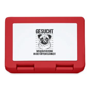 Gesucht wegen Furzens in Öffentlichkeit Mopse Mops - Brotdose - Rot - Vorne