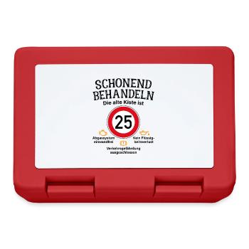25. Geburtstag Schonend Behandeln Alte Kiste 25 - Brotdose - Rot - Vorne