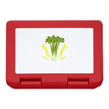 Powered by Vegetables Ironic Leek Celery Quote - Lunchbox - red - Front