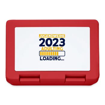 Jugendweihe 2023 Adulting Loading… Geschenk - Brotdose - Rot - Vorne