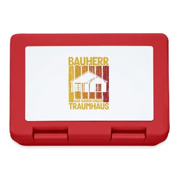 Bauherr Wir Bauen Unser Traumhaus Bauherr Geschenk - Brotdose - Rot - Vorne
