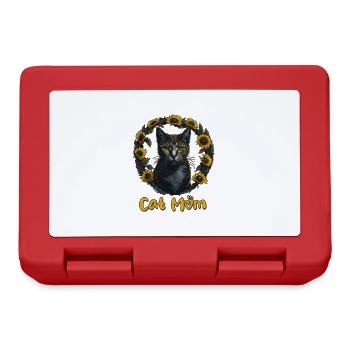 Cat Mom Katzenmama Sonnenblumen Katze - Brotdose - Rot - Vorne