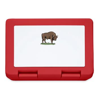 Bison I Bison Wild Cattle Motif with Buffalo and Calf - Lunchbox - red - Front