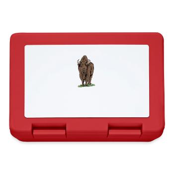 Bison I Bison Wild Cattle Motif with Buffalo and Calf - Lunchbox - red - Front