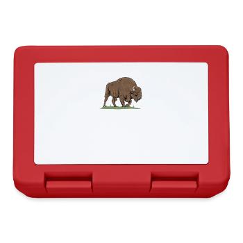 Bison I Bison Wild Cattle Motif with Buffalo and Calf - Lunchbox - red - Front