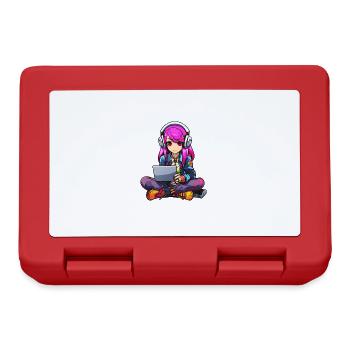 Gaming Konsole PC Zockerin Mädchen Gamer Girl - Brotdose - Rot - Vorne