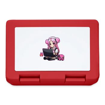 Gaming Konsole PC Zockerin Mädchen Gamer Girl - Brotdose - Rot - Vorne