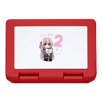 2 Jahre Mädchen Anime Kawaii Katze 2. Geburtstag - Brotdose - Rot - Vorne