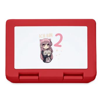 2 Jahre Mädchen Anime Kawaii Katze 2. Geburtstag - Brotdose - Rot - Vorne