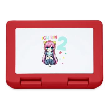 2 Jahre Mädchen Anime Kawaii Katze 2. Geburtstag - Brotdose - Rot - Vorne