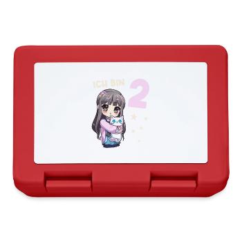 2 Jahre Mädchen Anime Kawaii Katze 2. Geburtstag - Brotdose - Rot - Vorne