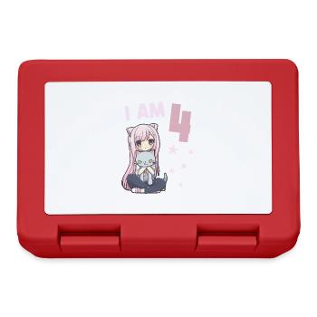 4 ans Fille Anime Kawaii Cat 4ème anniversaire - Boîte à goûter - rouge - Devant