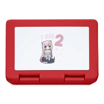 2 Jahre Mädchen Anime Kawaii Katze 2. Geburtstag - Brotdose - Rot - Vorne